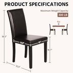 Yaheetech Dining Chairs Set of 6 Faux Leather Modern Dining Room Chairs with Rubberwood Legs and Padded Seat for Kitchen/Living Room/Restaurant, Dark Brown