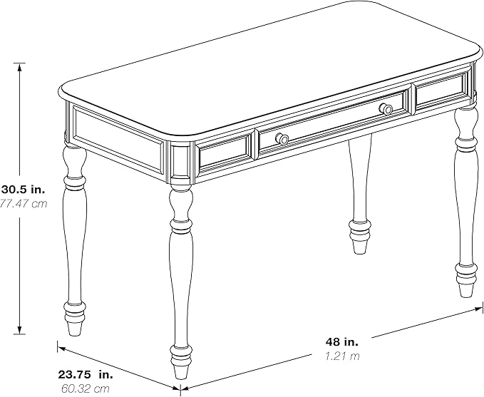 OSP Home Furnishings Country Meadows 48 Inch Writing Desk with Drawer, Antique White