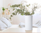 D'vine Dev 10 Inch Cylinder Vase, White Waterfall Textured Ceramic Flower Vase for Home Décor, VS-WF-B-2
