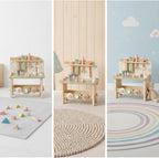 Milageto Wooden Toy Workbench Creative Wooden Tool Bench Compact Children's Tool Bench for Preschoolers