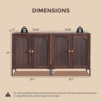 Modern TV Stands for 75 Inch tvs, 61.75‬"W Wood Entertainment Center w/Adjustable Shelves, Mid Century Modern TV Stand w/Arched Fluted Doors, Media Console Cabinet for Living Room, Brown
