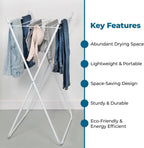 Honey-Can-Do Easy-Fold Collapsible Clothes Drying Rack, Sturdy Metal Laundry Rack Holds 40 lbs, Space-Saving Foldable Towel Rack for Indoor Outdoor Use, Non-Skid Feet, White