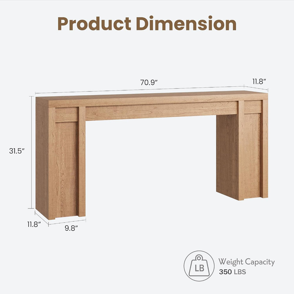 GAOMON 70.9" Farmhouse Cherrywood Console Table - 1.9" Thick Top (3...