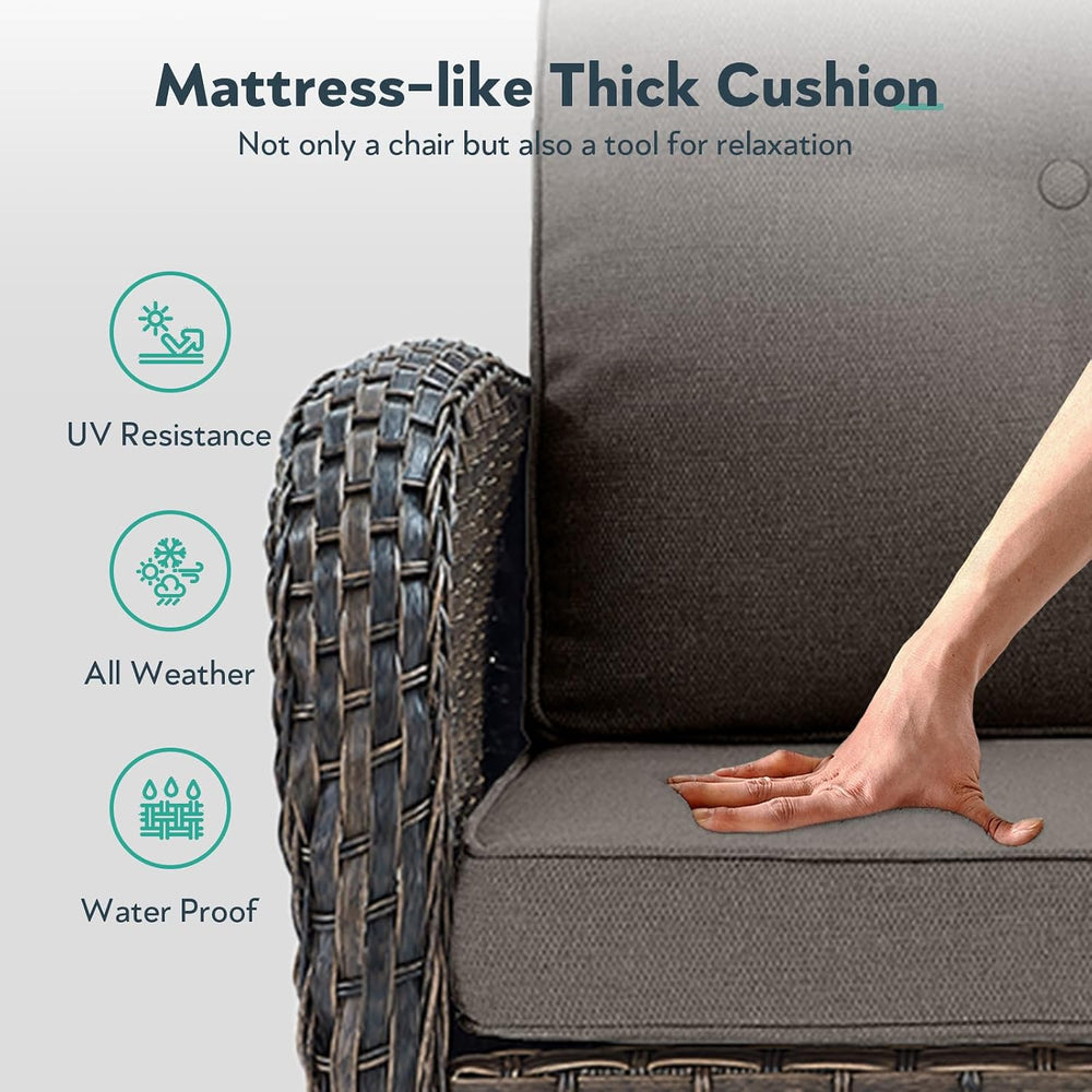 2 in 1 Porch Glider Swivel Chair - Wicker Patio Furniture Outdoor Swivel Rock...