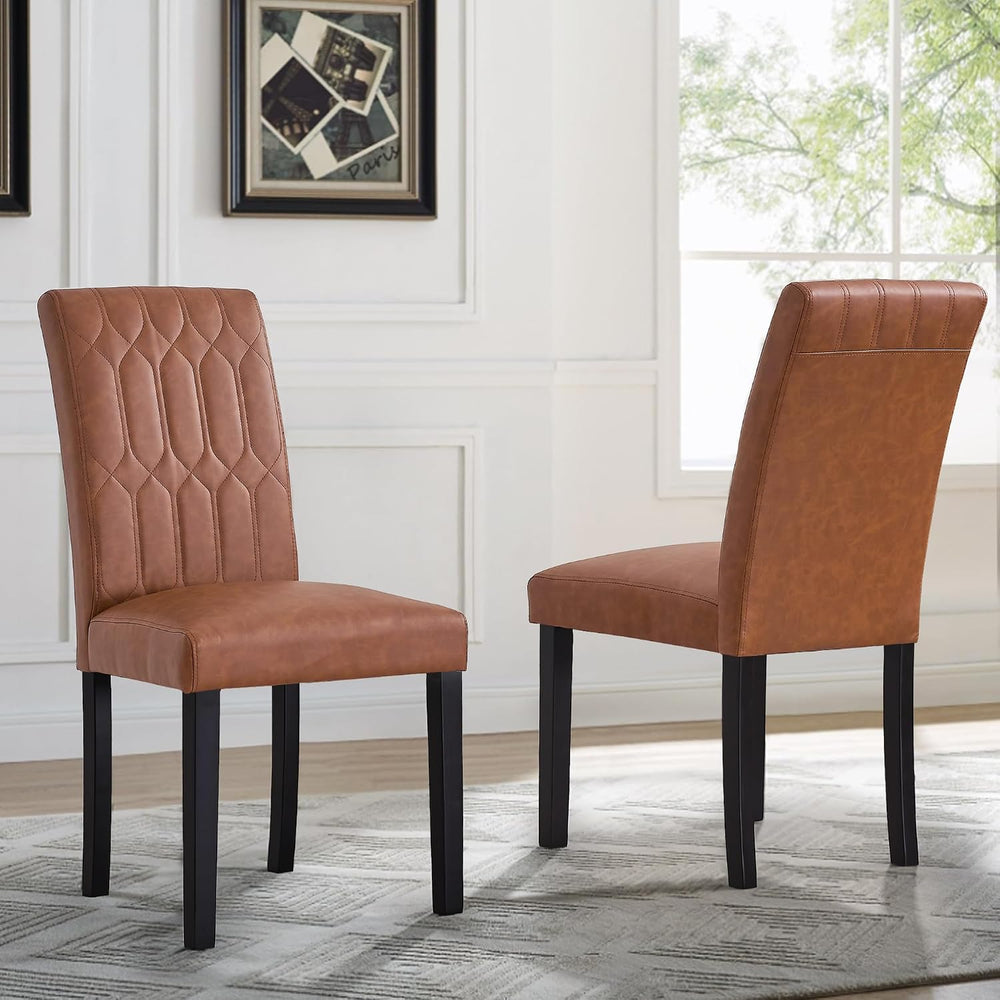 VECELO Upholstered Dining Chairs Set of 6, Modern PU Leather Accent Parsons, ...