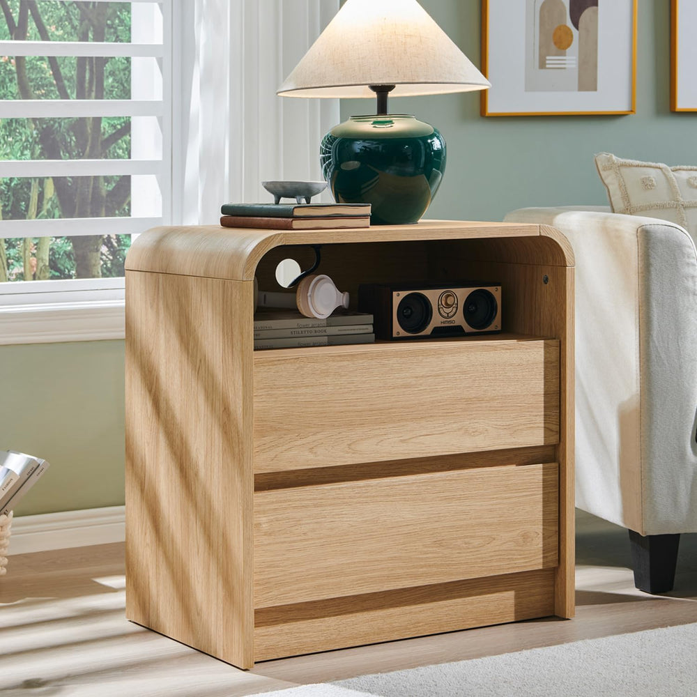 Aitjunz 25" Tall Modern Nightstand Set of 2, 23.6'' Wide Wood Be...