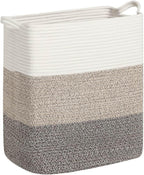 Tall Laundry Basket With Handles,Woven Cotton Rope Big Laundry Hamper Sorters,Versatile Storage for Dirty Clothes,Baby Toys,and Blankets in Bathroom, Nursery,and Living Room (Gradient Brown, 80L)
