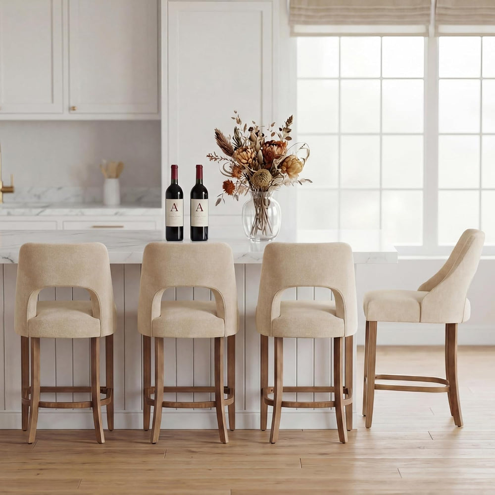 UVV Bar Stools Set of 4, Upholstered Counter Height Bar Stools, Modern Counte...