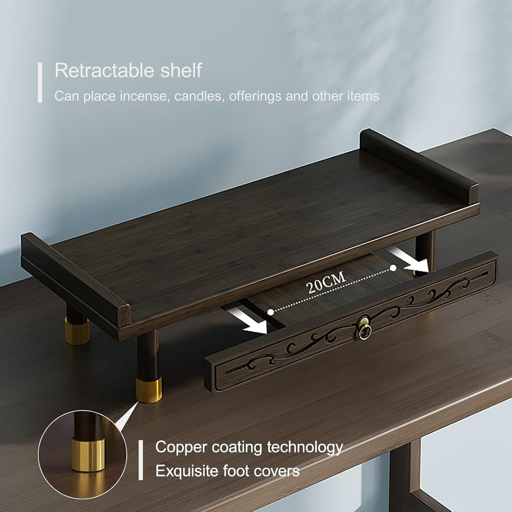 Chinese Personal Buddha Niches Shrine Meditation Table, Bamboo Meditation Alt...
