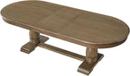 KEIKI Retro 7-Piece Wooden Dining Table Set for 6 Person, Vintage Table Set with Extendable Curved MDF Wood Grain Table and 6 Upholstered Chairs, Easy Assembly, for Kitchen, Dining Room, Whtie Oak