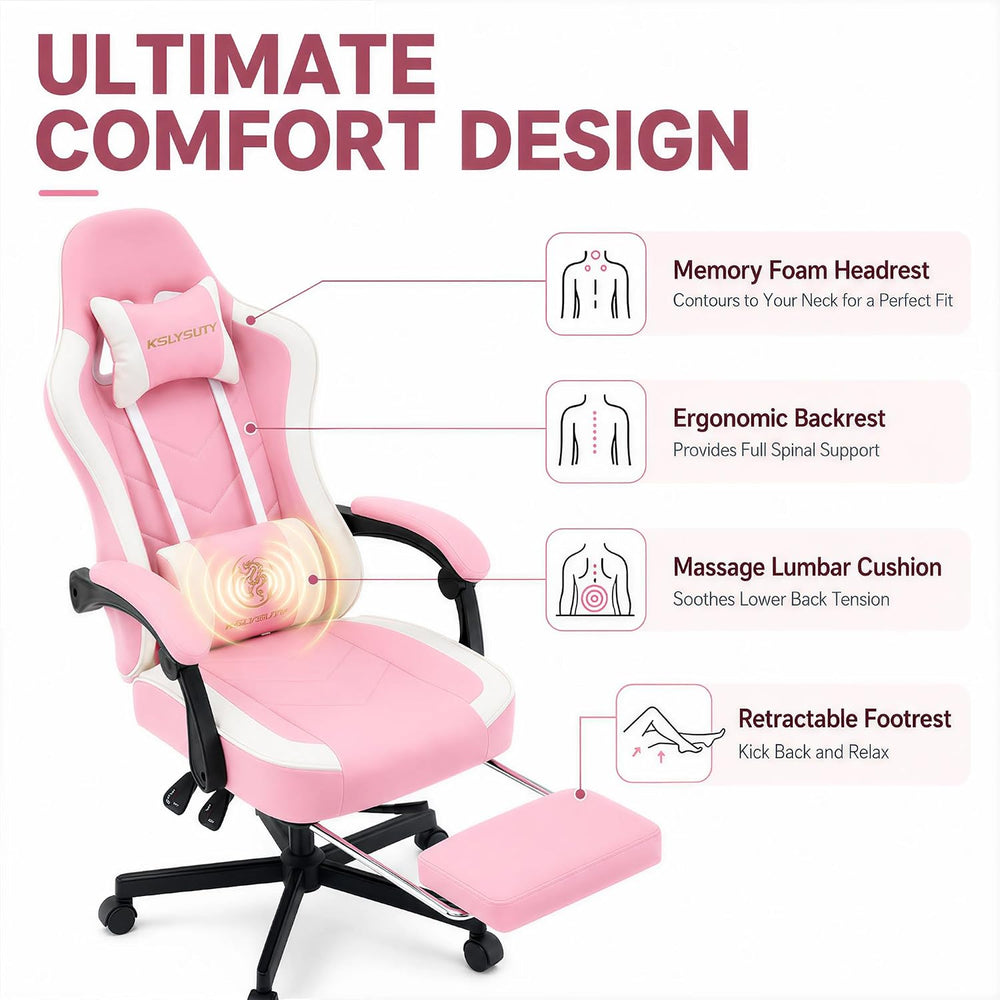 Mistpeople Gaming Chair, Ergonomic High Back Computer Chair with Footrest, Lu...