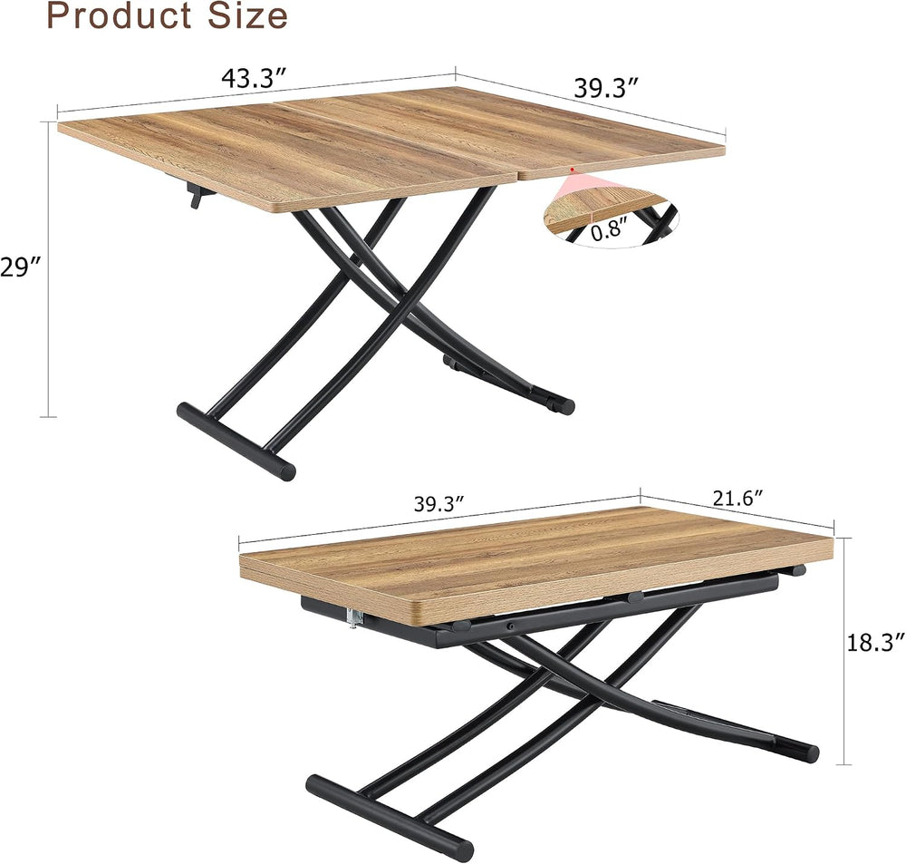 4 in 1 Adjustable Folding Dining Table, Drop Leaf Coffee Table for Small Spac...