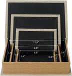 Modern Linen and Wood Decorative Faux Book Boxes Set of 3-13",10",8" - Linen