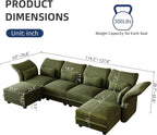LLappuil U Shaped Sectional Sofa with Storage, 6 Seat Green Corduroy | Adjustable Backrests & Arms, Extra Deep Seat Cushions, OEKO-TEX Certified Fabric, Solid Wood Frame + 35D Foam