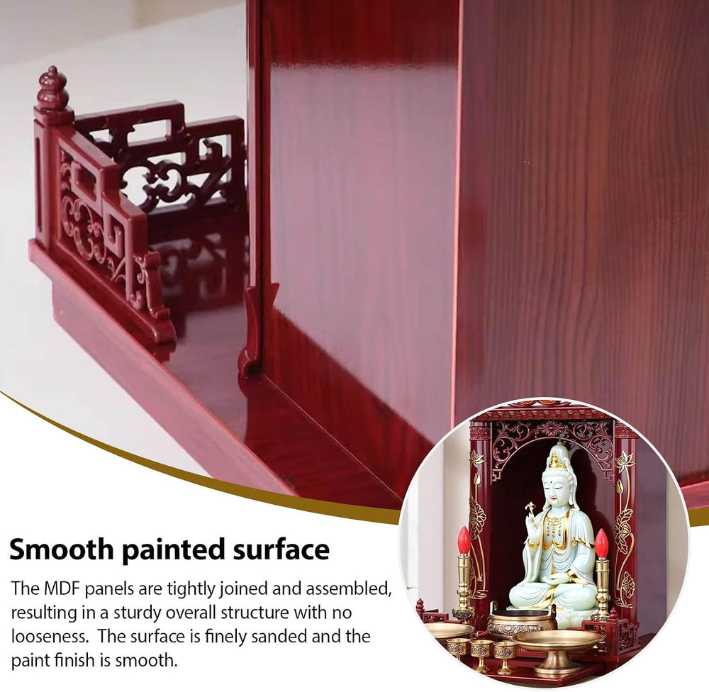 Wall Altar Shelf with Pull-Out Panel for Incense Offerings,Wall-Mounted Solid...