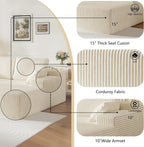37.4" Oversized Chaise Longue Round Chair Indoor Living Room Boneless Giant Bean Bag Chair for Adults Corduroy Big Accent Sofa Floor Sofa Relax No Assembly (White, Loveseat Chaise)