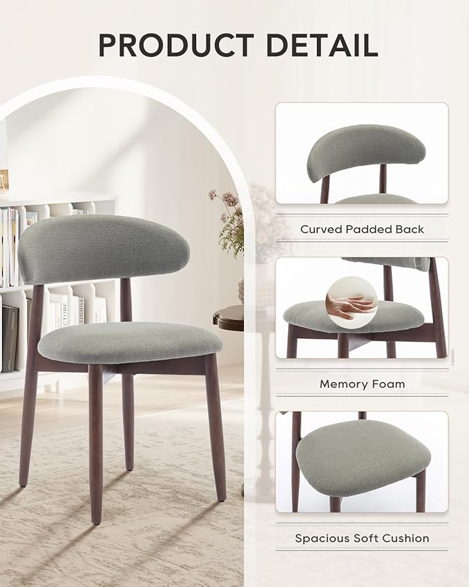 Dining Room Chairs Set of 4, Upholstered Farmhouse Dining Chairs, Modern Fabric Kitchen Chairs with Solid Wood Leg,Green