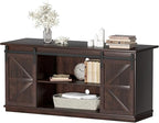 YESHOMY TV Stand for Televisions up to 65 Inches, with Sliding Barn Doors and Storage Cabinets, Console Table and Media Furniture for Living Room, 58 Inch, Espresso