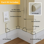 D-Line 13.12ft Cord Hider Kit, Patented Cable Cover, Hide Wires on Wall, Channel for TV Mount Cords, Raceway Wire Hiders, Paintable, Adhesive, Half Round, 4X 1.18in W x 0.59in H x 39in Lengths, Beige