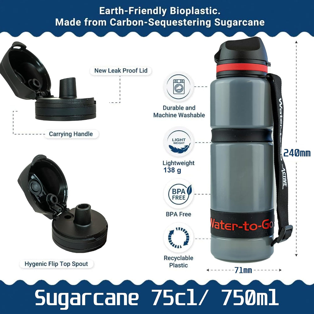Water-to-Go Active Water Purifier Bottle, 26oz (Red)