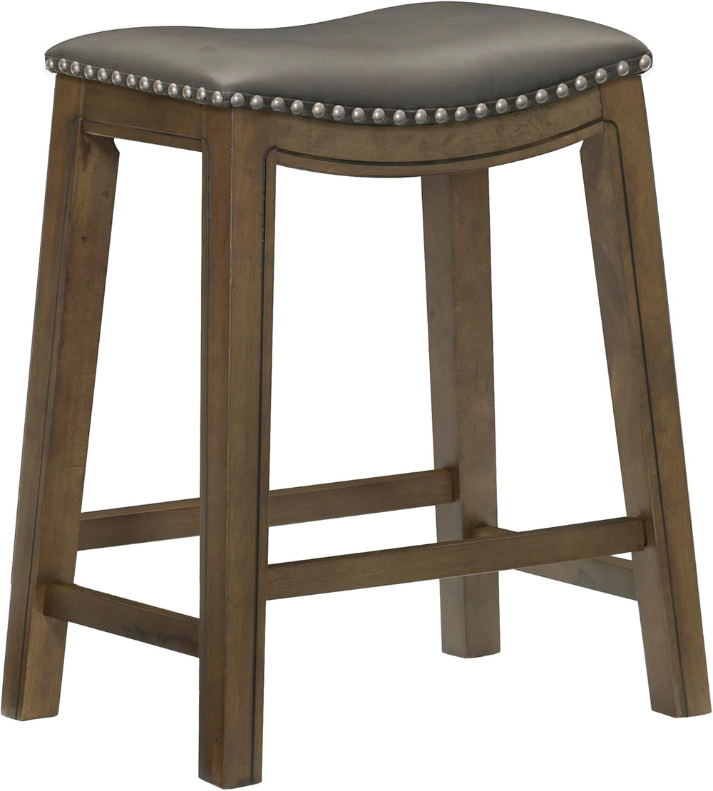 Lexicon Ordway Solid Wood Counter Height Stool - Saddle Kitchen Stool Counter...