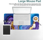Blue and Gold Stripes Gaming Mouse Pad 31.5"x11.8"Desk Mat Anti-Slip Rubber Base & Durable Stitched Edges for Gamers Smooth Mouse Writing Surface for Desk Office/Home