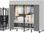 Portable Closet Rack Heavy-Duty Foldable Garment Racks with Cover 1200lbs Enclosed Wardrobe Closet with Independent Area for Hanging Clothes Storaging of Bedding (51in*20in*67in)