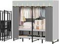Portable Closet Rack Heavy-Duty Foldable Garment Racks with Cover 1200lbs Enclosed Wardrobe Closet with Independent Area for Hanging Clothes Storaging of Bedding (66in*20in*67in)
