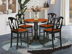 East West Furniture JAKE5-BLK-W 5 Piece Counter Height Pub Set Includes a Round Dining Table with Pedestal and 4 Dining Room Chairs, 36x36 Inch, Black & Cherry