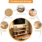 Lightdot TV Stand for TVs up to 45'', Modern Entertainment Center with 3 Open Storage Shelf Large Capacity for Collection,Media Console Table for Living Room/Sofa Cabinet-Walnut