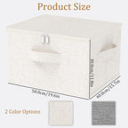 Fabric Underbed Storage Bins with Lid, Foldable Cube Organizer, Home Wardrobe Containers Box for Organizing Clothes, Shoes, Blankets, Pillows, 19.6x15.7x11.8Inches, Beige, 2 Pack
