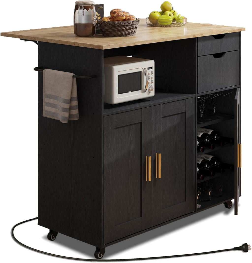 ASTRONAPE Kitchen Island (Black, Model 2)