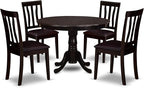 East West Furniture HLAN5-CAP-LC 5 Piece Dining Table Set for 4 Includes a Round Kitchen Table with Pedestal and 4 Faux Leather Dining Room Chairs, 42x42 Inch, Cappuccino