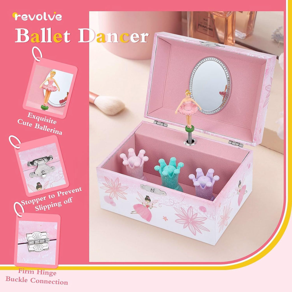 Girl's Gift Music Box with Spinning Ballerina,Fairy Design Musical Jewelry Box for Kids Jewel Storage,Toys for Girls