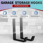 Heavy Duty Steel Hooks - Garage & Garden Tool Organizer, Wall Mount Hooks, Hose Hanger (12, Large)