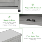 Outdoor Potting Bench with Storage Cabinet and Metal Top, Wood Workstation for Outdoor Patio, Garden (Light Grey, 31x17x36‘’)