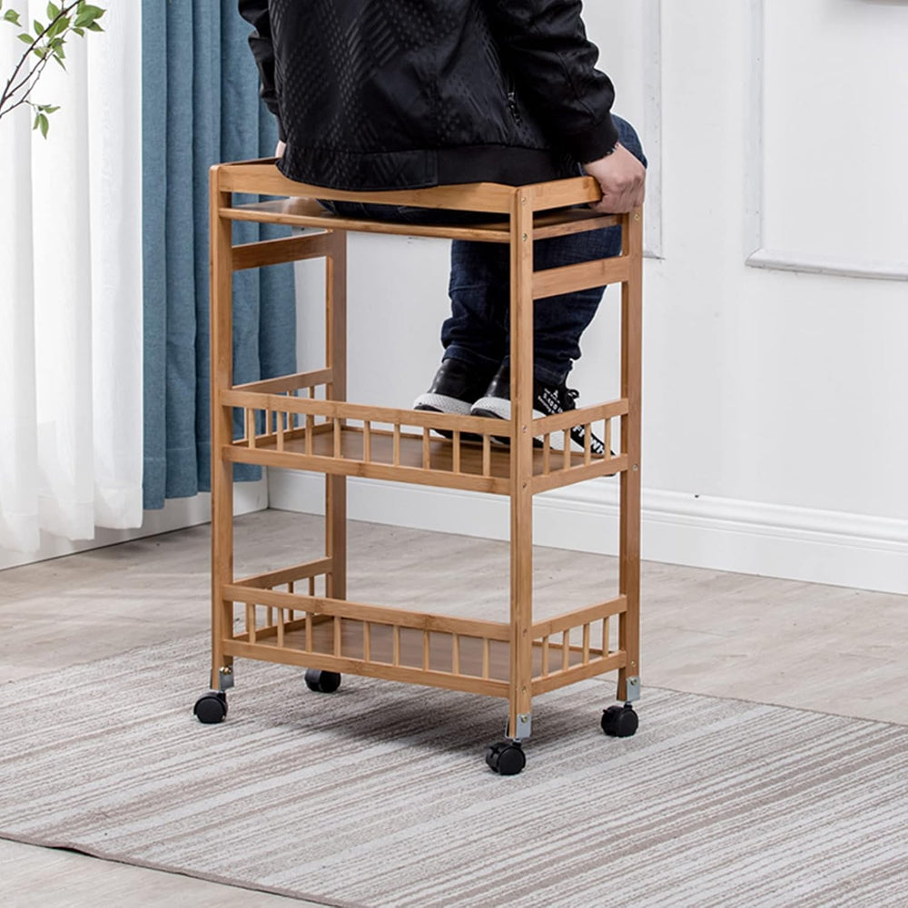 Kitchen Carts on Wheels with Storage, Rolling Storage Cart with Handles, Lock...