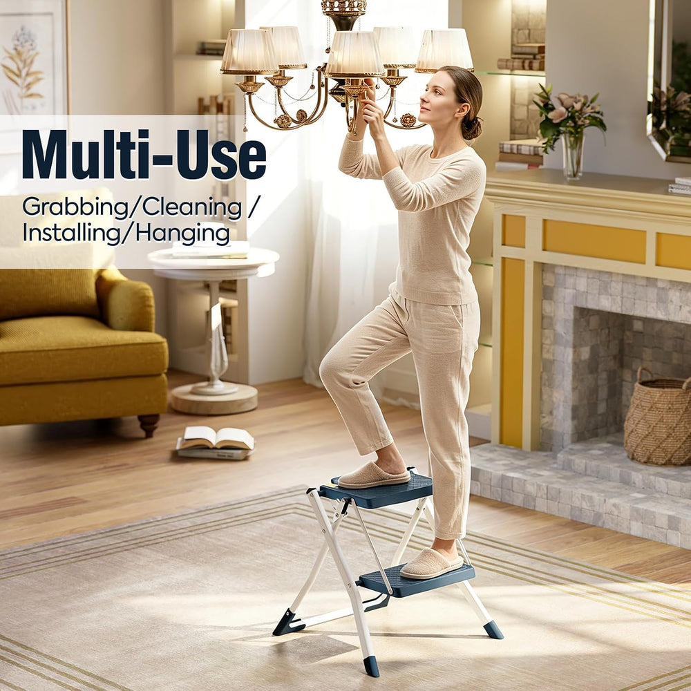 URACKIFY 2 Step Stool Ladder, Folding Step Ladders for Home, 330lb Cap,Blue |...