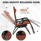 Giantex 2 PCS Zero Gravity Chair, Outdoor Chaise Lounge with Cup Holder, Patio Folding Chairs Recliner for Yard Pool Lawn Balcony, Orange