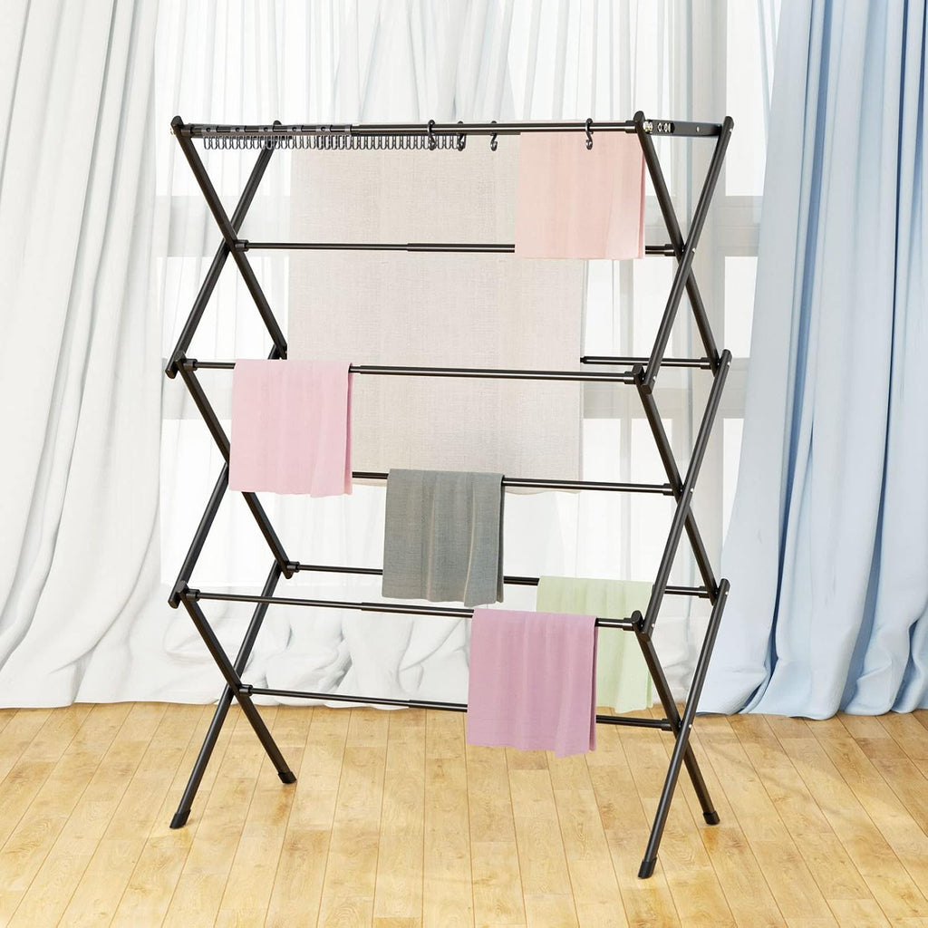 Clothes Drying Rack Household Indoor, Foldable Drying Rack Clothing for Laundry - 40" x 28.8" x 14.2", Space Saving Indoor, Black-1pack