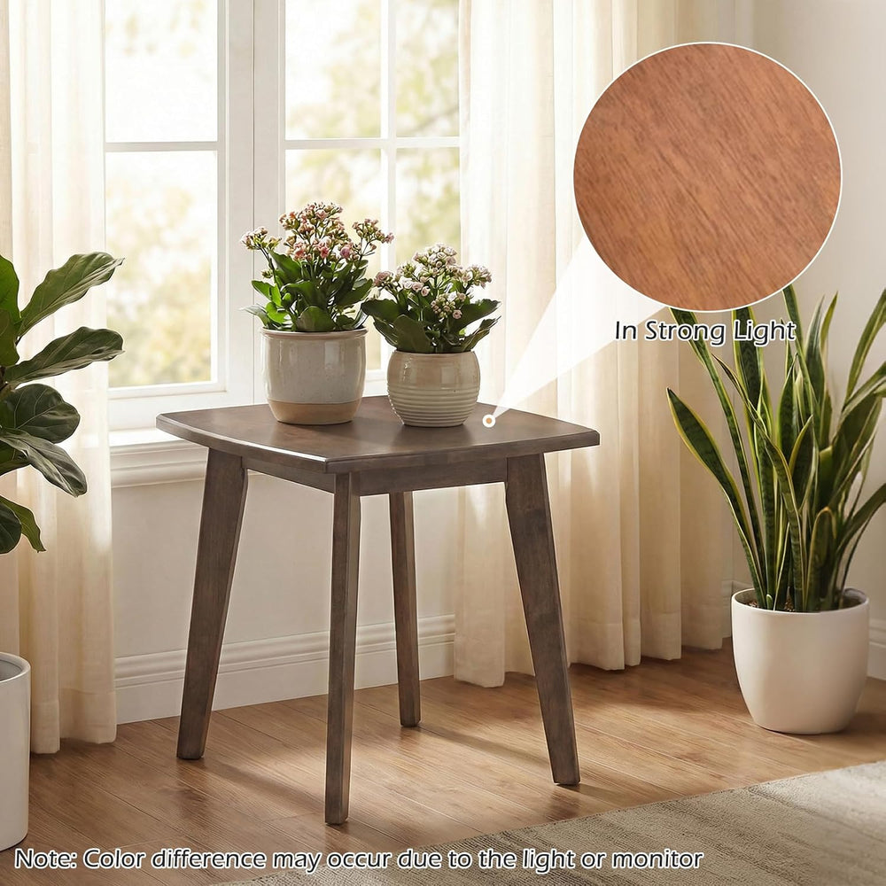 GOFLAME Solid Wood End Table, 17” Square Sofa Side Table with Storage, Thicke...