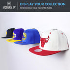 Modern JP Adhesive Hat Hooks for Wall (16-Pack) - Hat Rack for Baseball Caps, Minimalist Hat Display, Strong Hold Hat Hangers for Wall - USA Patented, Clear