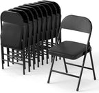 10 Pack Leather Padded Folding Chair, Metal Frame with Pu Leather Seat & Back, 650 LB Capacity Pu Leather Folding Chair with Comfortable Cushion for Events Home Office Black