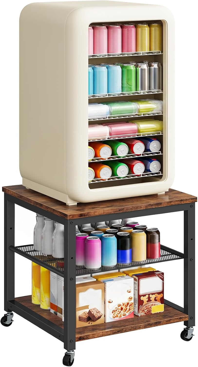 HOOBRO Mini Fridge Stand, Mini Fridge Cabinet with 2-Tier Storage Shelf, 19.7...