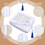 2 Pack Cashmere Protection Pouch, Cotton Sweater Storage Bags with Zippers Tassel and Organza Panel, Breathable Dustproof Clothing Bags Organizer for Wool, Gift for Cashmere Lovers