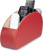Londo Remote Control Holder with 5 Pockets - Store DVD, Blu-Ray, TV, Roku or Apple TV Remotes - PU Leather with Suede Lining - Slim, Compact Living or Bedroom Storage