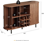 ONBRILL 55" Wine Bar Cabinet with LED Light, Modern Fluted Liquor Whiskey Home Bar with Wine Rack and Glass Holder, Farmhouse Buffet Sideboard with Storage for Living Room, Kitchen, Entryway (Walnut)
