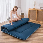 MAXYOYO Japanese Floor Mattress Futon Mattress, 4" Thicken Tatami Mat Sleeping Pad Foldable Roll Up Mat Boys Girls Dormitory Pad Kids Floor Lounger Pillow Bed, Charcoal Grey, Queen Size