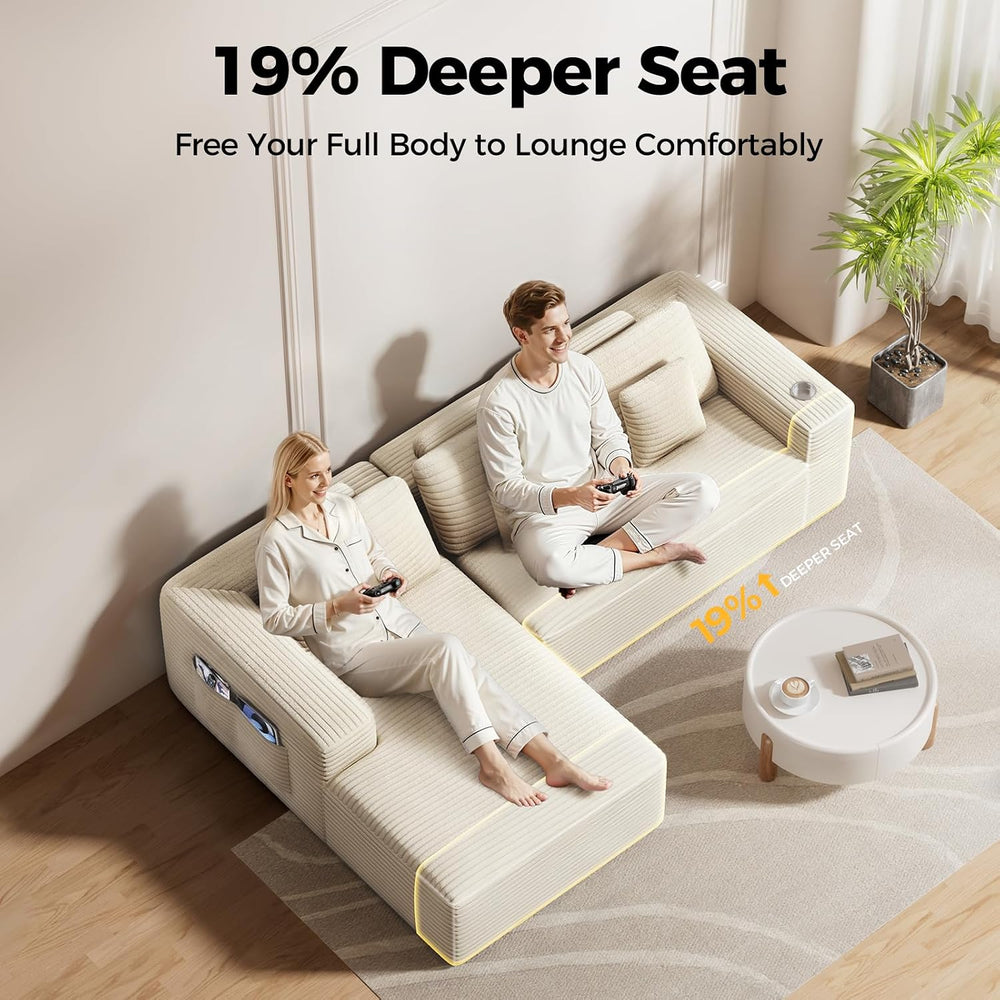 CAMMOO 108" L-Shaped Sectional Sofa, Cloud Couch in One Box | No Assembl...