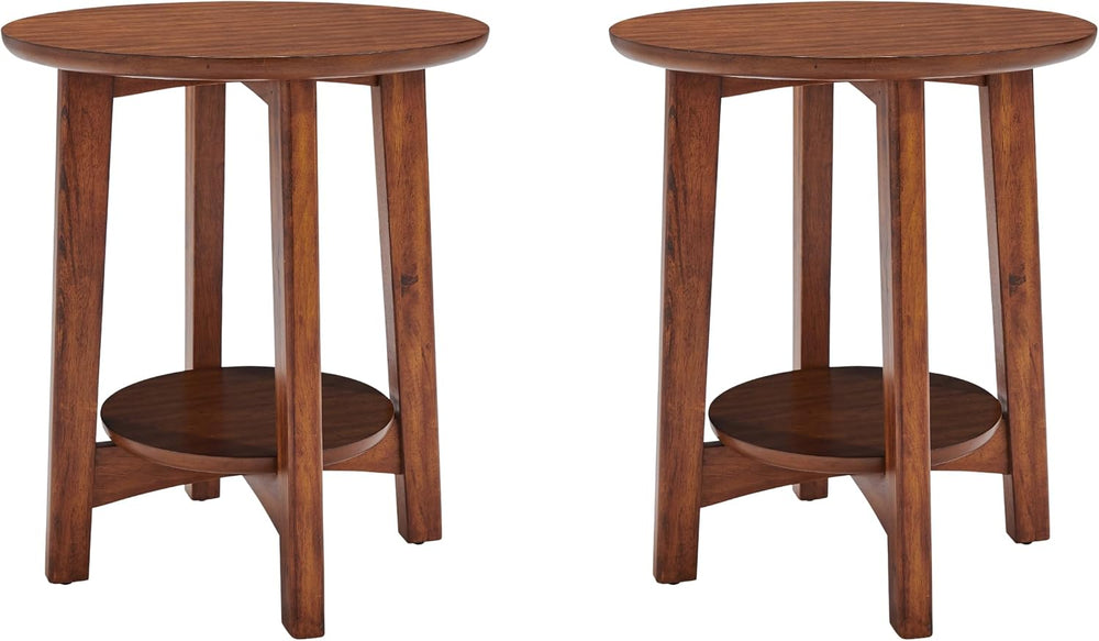 Alaterre Furniture Monterey End Tables – Set of 2 Round Side Tables with Stor...